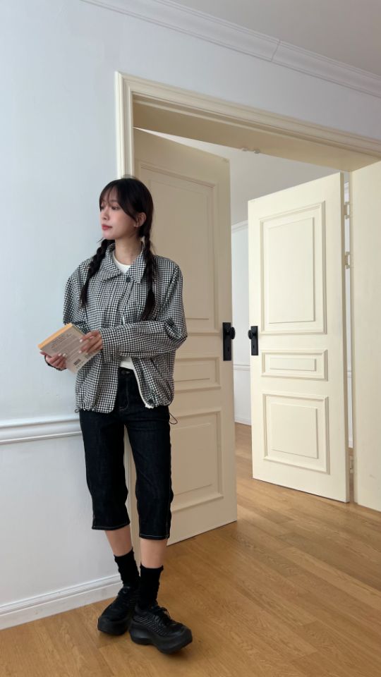 HEY/TO SEWING韓國直郵㊣女士新品25秋冬職業真品夾克格紋BY HEY/TO SEWING夾克