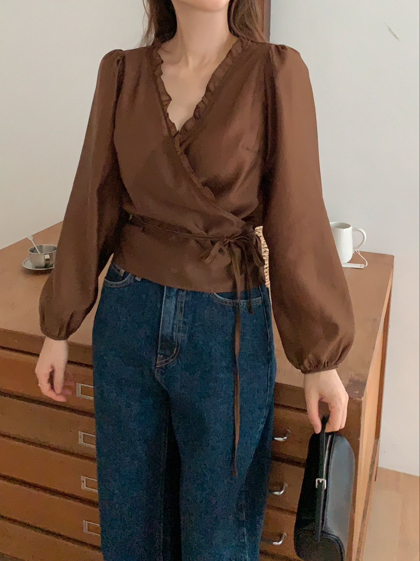 CRONG東大門㊣實拍女士新品職業真品熱賣推薦25秋冬襯衫蕾絲衫CRONG襯衫/蕾絲衫