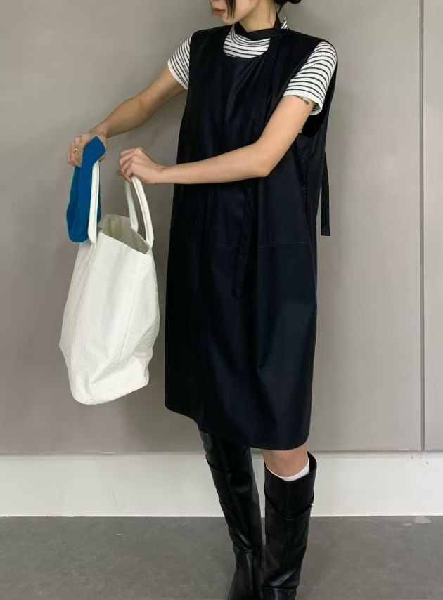 OLA韓國直郵㊣女士新品休閑推薦熱賣人氣職業25秋冬連衣裙皮革mellor/OLA連衣裙