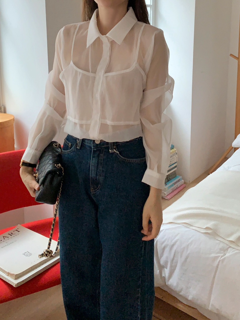 CRONG東大門㊣直郵女士新款真品推薦熱賣時尚休閑襯衫蕾絲衫CRONG襯衫/蕾絲衫