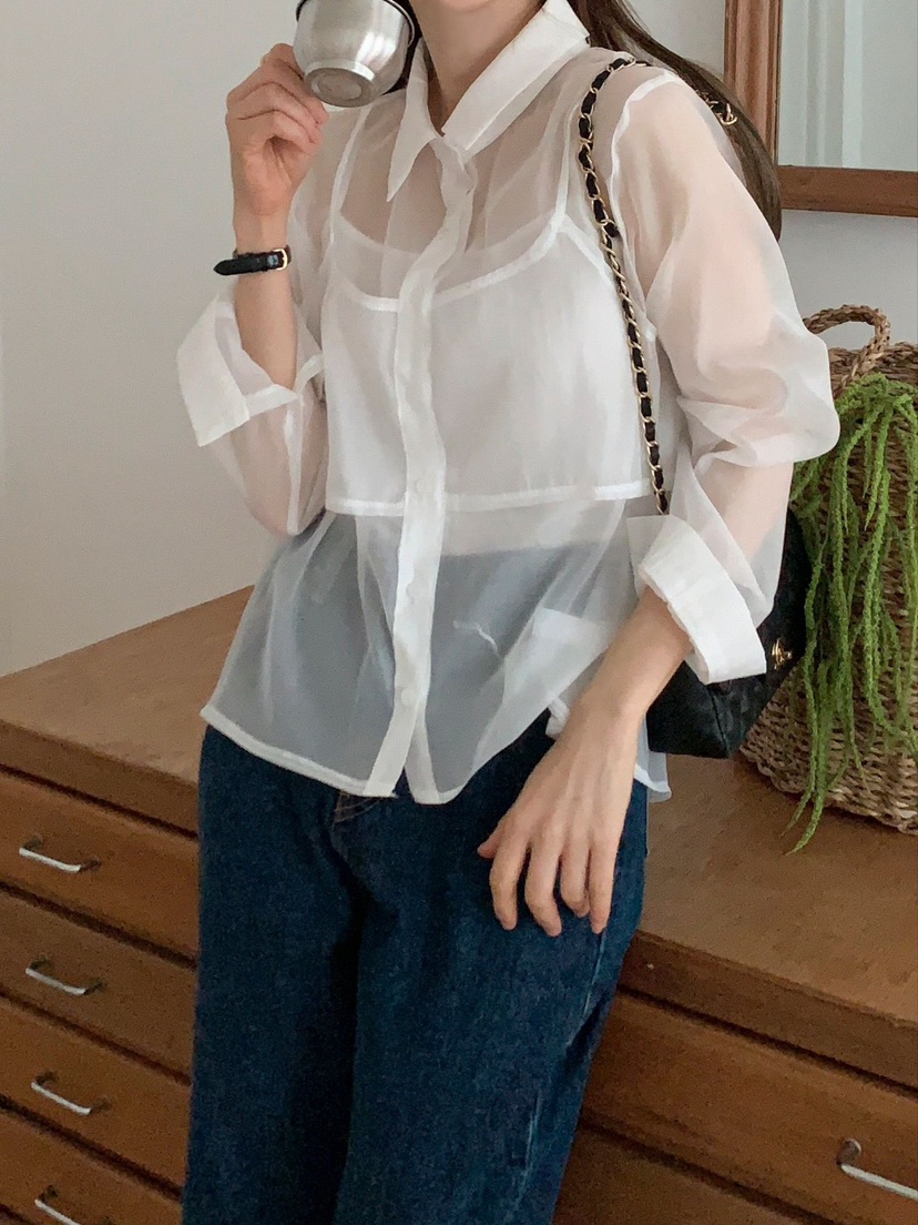 CRONG東大門㊣直郵女士新款真品推薦熱賣時尚休閑襯衫蕾絲衫CRONG襯衫/蕾絲衫