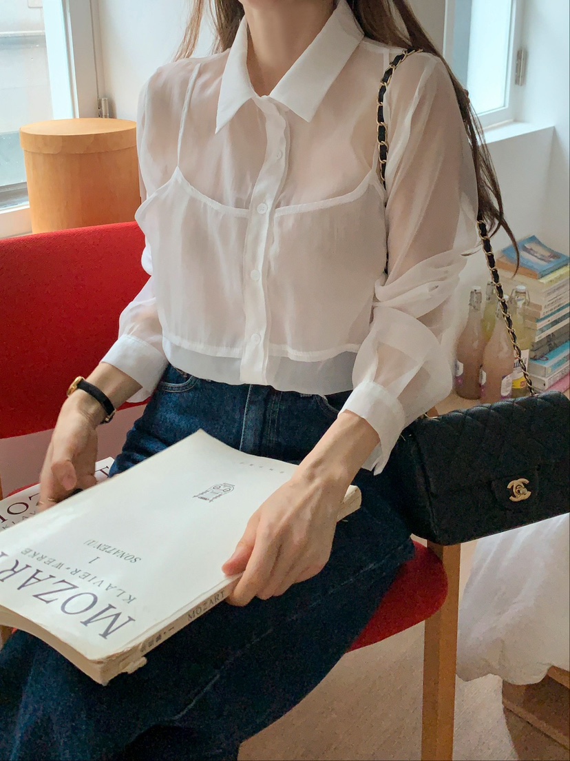 CRONG東大門㊣直郵女士新款真品推薦熱賣時尚休閑襯衫蕾絲衫CRONG襯衫/蕾絲衫