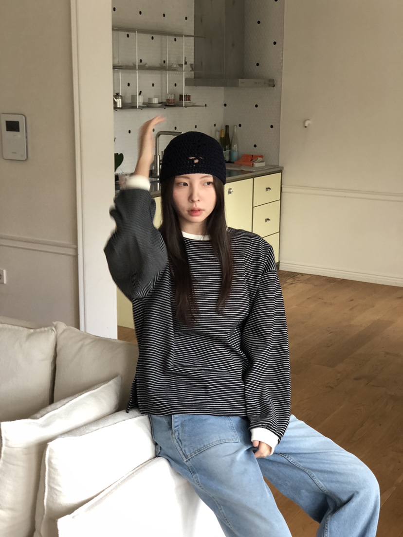 THE ABLE韓國代購㊣女士新款熱賣職業真品時尚長袖T恤條紋THE ABLE/TA長袖T恤