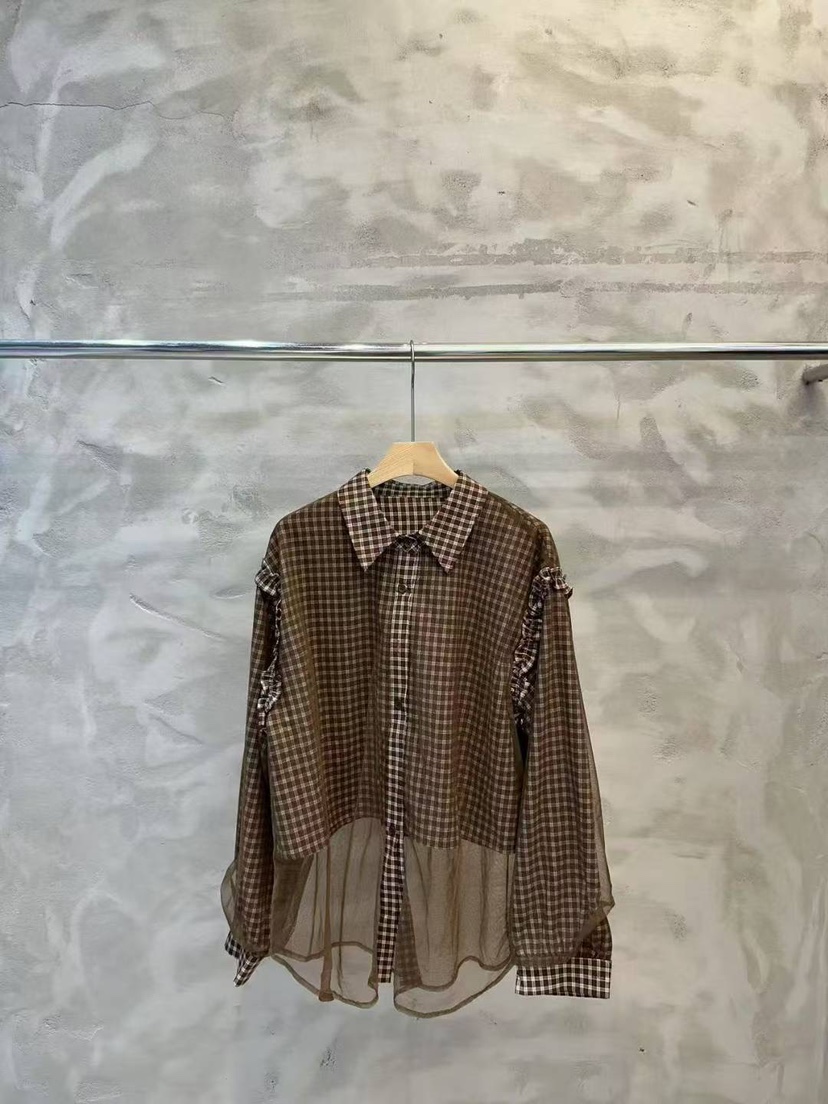 SIMPLE PARK/WMSTORY東大門㊣直郵女士新款真品襯衫蕾絲衫格紋褶皺SIMPLE PARK/WMSTORY襯衫/蕾絲衫圖色2