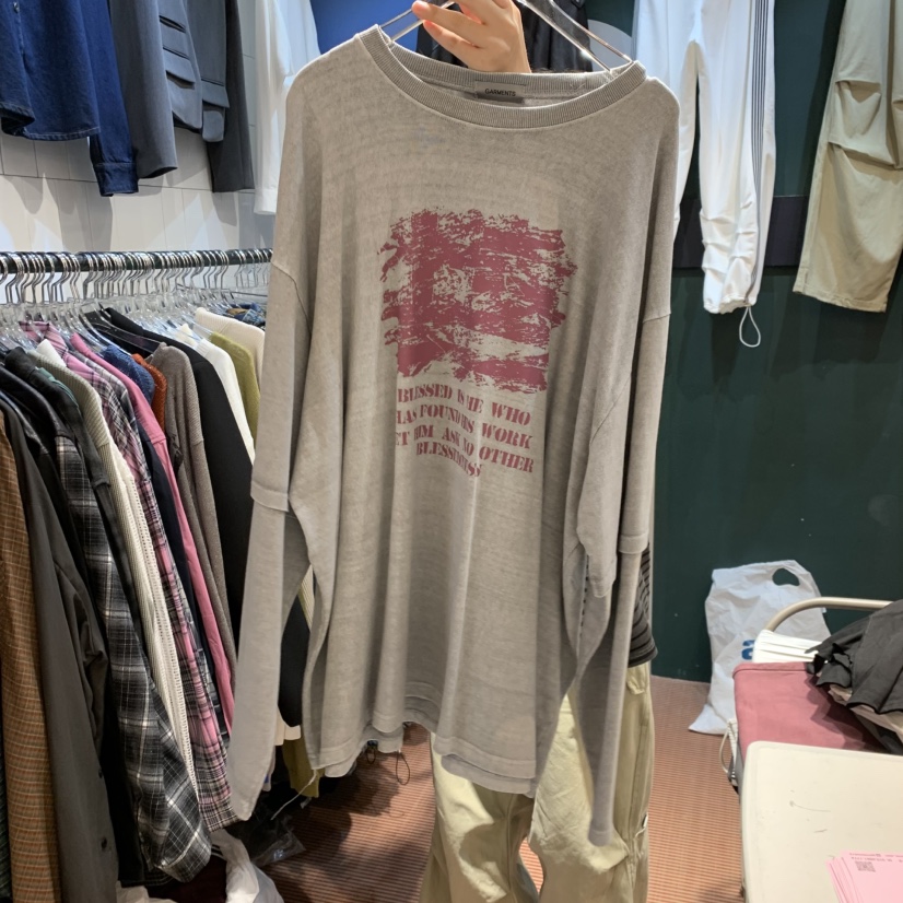 GARMENTS-A韓國代購㊣女裝新品真品25秋冬T恤男女同款假兩件GARMENTS-AT恤