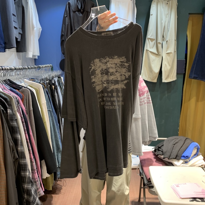 GARMENTS-A韓國代購㊣女裝新品真品25秋冬T恤男女同款假兩件GARMENTS-AT恤圖色2