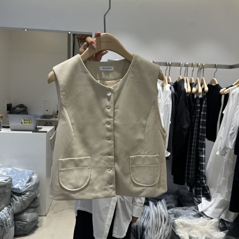 RICH SISTER東大門㊣直郵女裝新品職業馬甲不含內搭燈心絨RICH SISTER馬甲