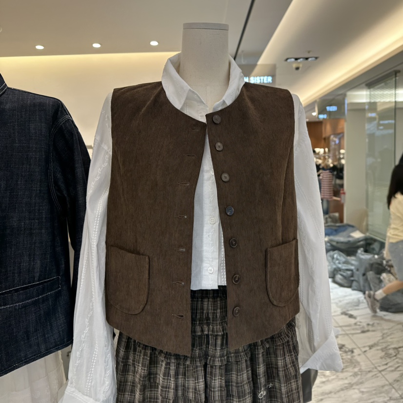 RICH SISTER東大門㊣直郵女裝新品職業馬甲不含內搭燈心絨RICH SISTER馬甲圖色2