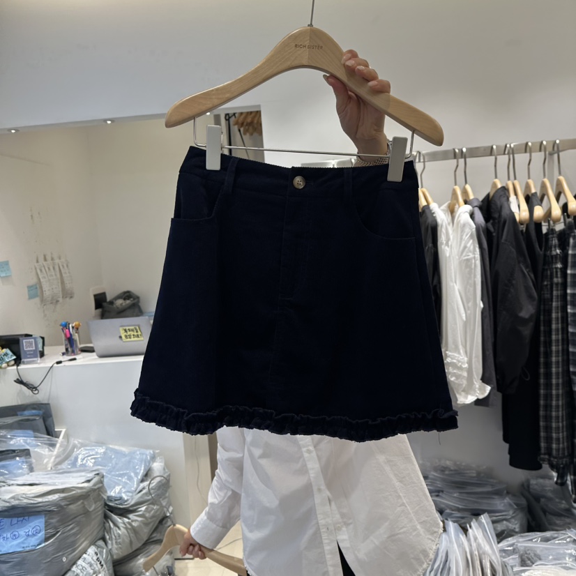 RICH SISTER東大門㊣代購女士新款人氣休閑裙褲荷葉邊燈芯絨RICH SISTER裙褲圖色2