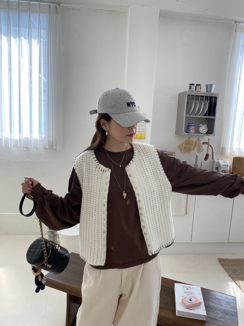 YESFREE韓國代購㊣女裝新款熱賣職業真品推薦時尚25秋冬馬甲YESFREE馬甲