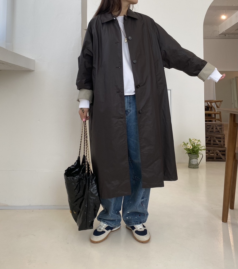 YESFREE韓國直郵㊣女裝新品真品職業熱賣休閑推薦25秋冬長款風衣YESFREE長款風衣