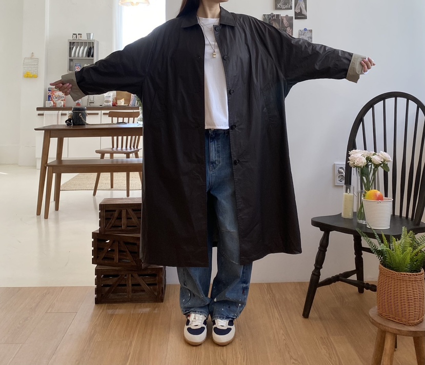 YESFREE韓國直郵㊣女裝新品真品職業熱賣休閑推薦25秋冬長款風衣YESFREE長款風衣