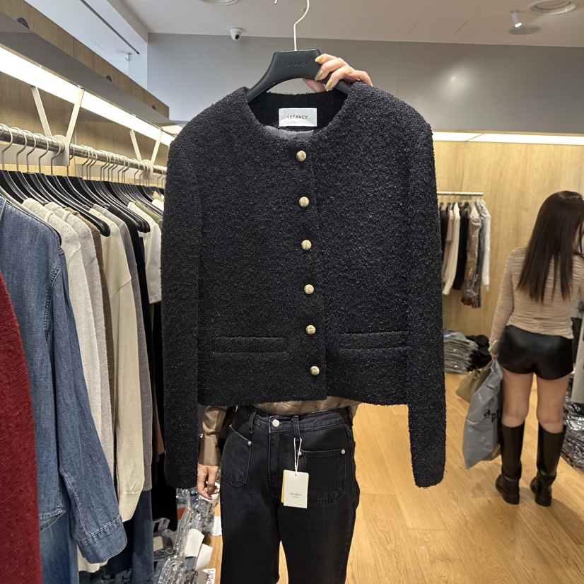 LEFANCY東大門㊣代購女士新款時尚休閑推薦熱賣夾克羊毛花呢LEFANCY夾克圖色2