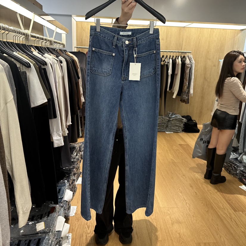 LEFANCY韓國直郵㊣女裝新款時尚休閑職業熱賣人氣牛仔褲口袋LEFANCY牛仔褲圖色1