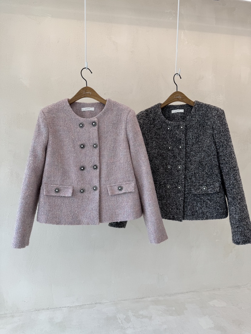 LAUNDRY韓國代購㊣女士新品時尚人氣真品25秋冬夾克粗花呢雙層LAUNDRY夾克