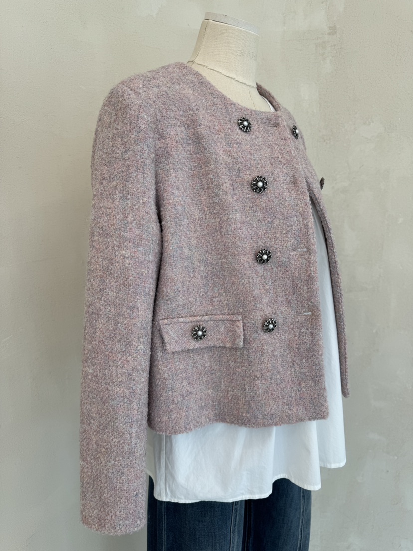 LAUNDRY韓國代購㊣女士新品時尚人氣真品25秋冬夾克粗花呢雙層LAUNDRY夾克