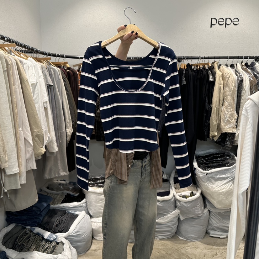ALMOND PEPE東大門㊣代購女裝新品時尚推薦熱賣真品長袖T恤ALMOND PEPE長袖T恤