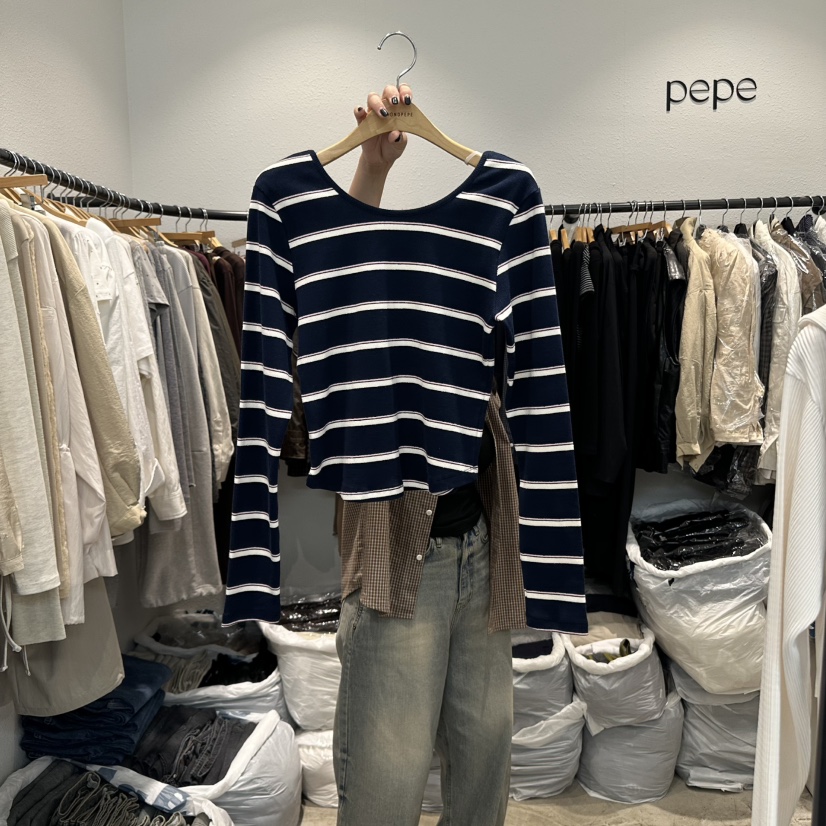ALMOND PEPE東大門㊣代購女裝新品時尚推薦熱賣真品長袖T恤ALMOND PEPE長袖T恤圖色2