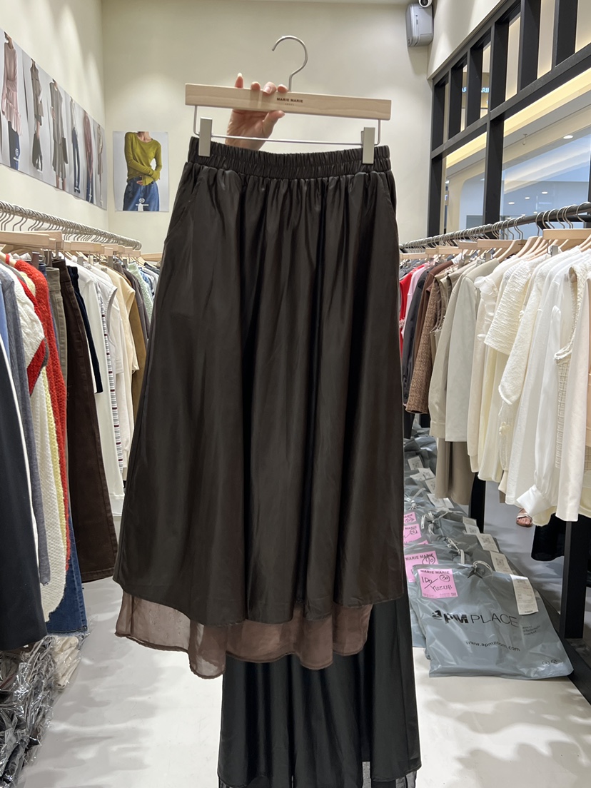 MARIE MARIE東大門㊣直郵女裝新品25秋冬休閑人氣長裙皮革MARIE MARIE長裙圖色1