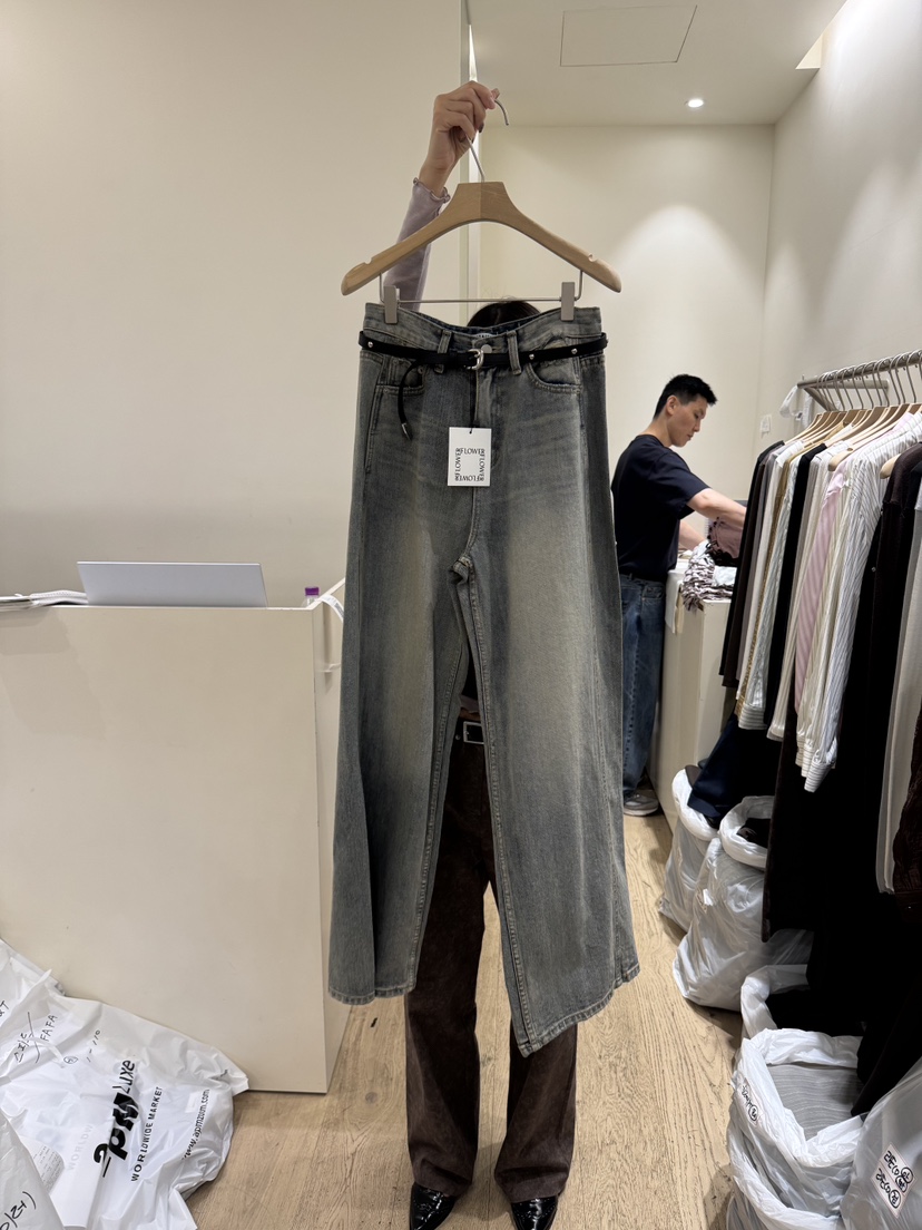 FLOWER-L東大門㊣代購女裝新品職業休閑人氣牛仔褲不含腰帶FLOWER-L牛仔褲圖色1