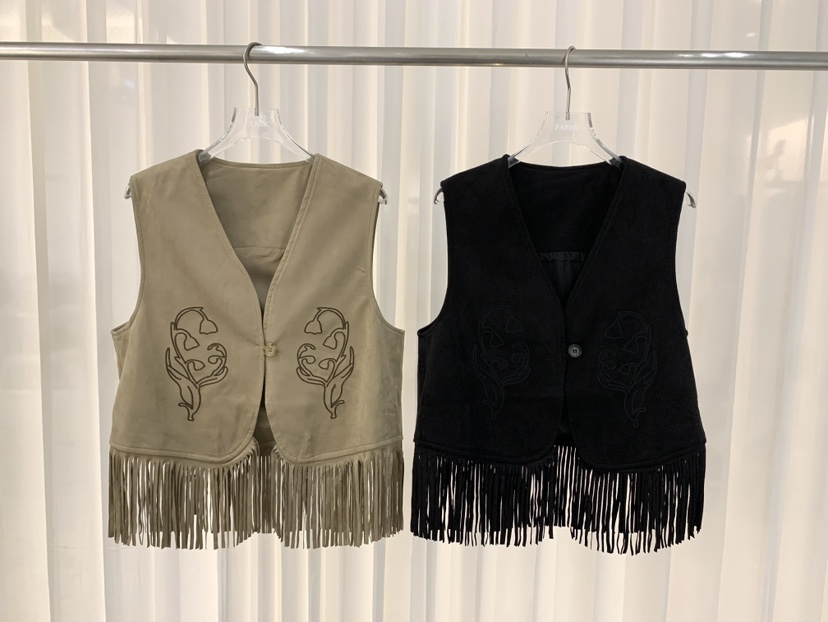 FABRIC韓國代購㊣女士新款人氣真品休閑職業馬甲絨面革刺繡FABRIC馬甲
