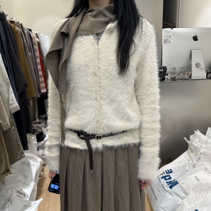 MEET ME東大門㊣實拍女士新款真品推薦休閑針織衫不含腰帶MEET ME針織衫圖色1