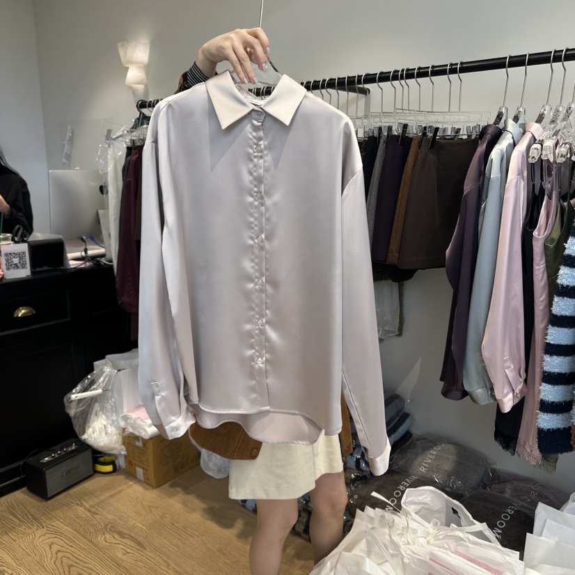 RIVEROOM東大門㊣直郵女裝新品休閑熱賣25秋冬襯衫蕾絲衫絲綢RIVEROOM襯衫/蕾絲衫