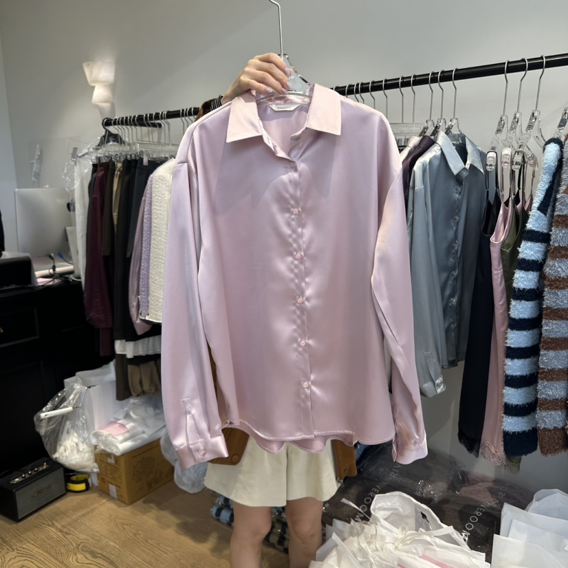 RIVEROOM東大門㊣直郵女裝新品休閑熱賣25秋冬襯衫蕾絲衫絲綢RIVEROOM襯衫/蕾絲衫圖色4