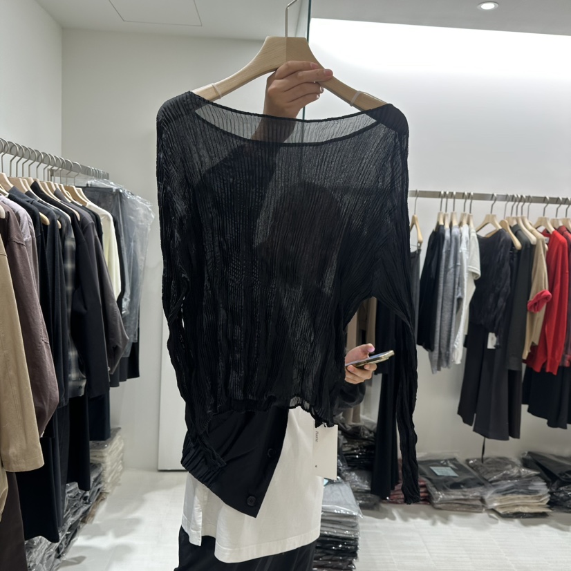 HAUTTE-P東大門㊣代購女裝新品職業休閑人氣襯衫蕾絲衫褶皺HAUTTE襯衫/蕾絲衫圖色3黑色