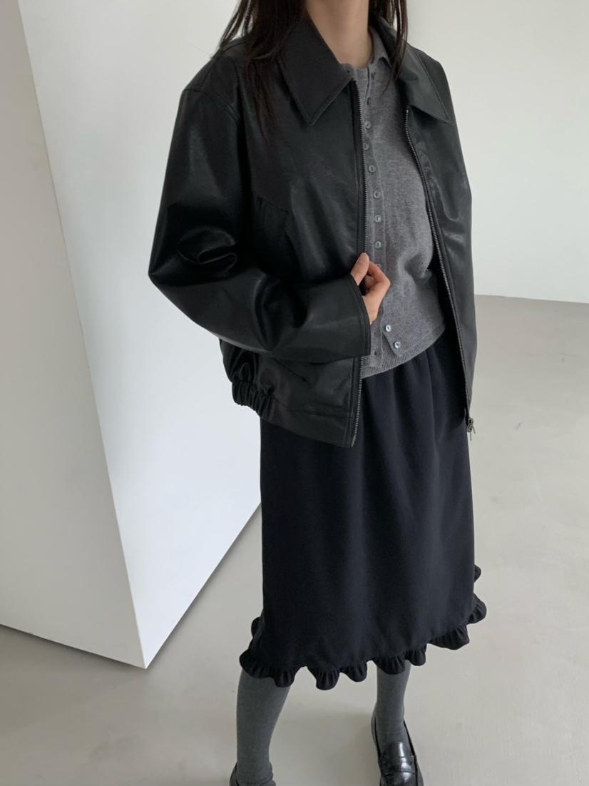 ANOU東大門㊣實拍女士新品熱賣時尚25秋冬半身裙中短裙荷葉邊ANOU半身裙/中短裙