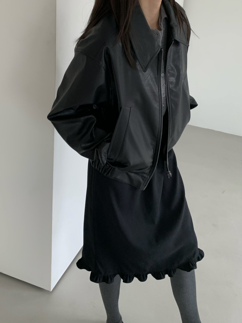 ANOU東大門㊣實拍女士新品熱賣時尚25秋冬半身裙中短裙荷葉邊ANOU半身裙/中短裙