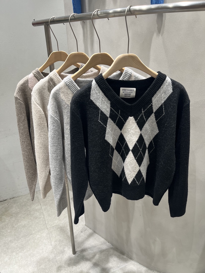 EVERCOMMERCE METICULOUSLY DESIGNED韓國代購㊣女士新品休閑針織衫羊毛EVERCOMMERCE針織衫