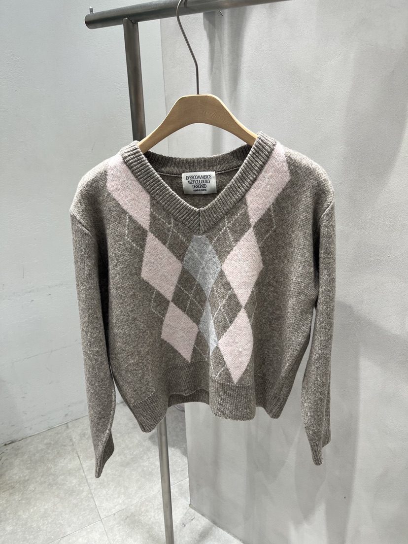 EVERCOMMERCE METICULOUSLY DESIGNED韓國代購㊣女士新品休閑針織衫羊毛EVERCOMMERCE針織衫圖色1