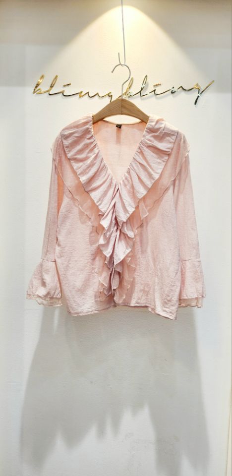 BLING BLING-S韓國代購㊣女士新品25秋冬時尚襯衫蕾絲衫雙層BLING BLING-S襯衫/蕾絲衫圖色1