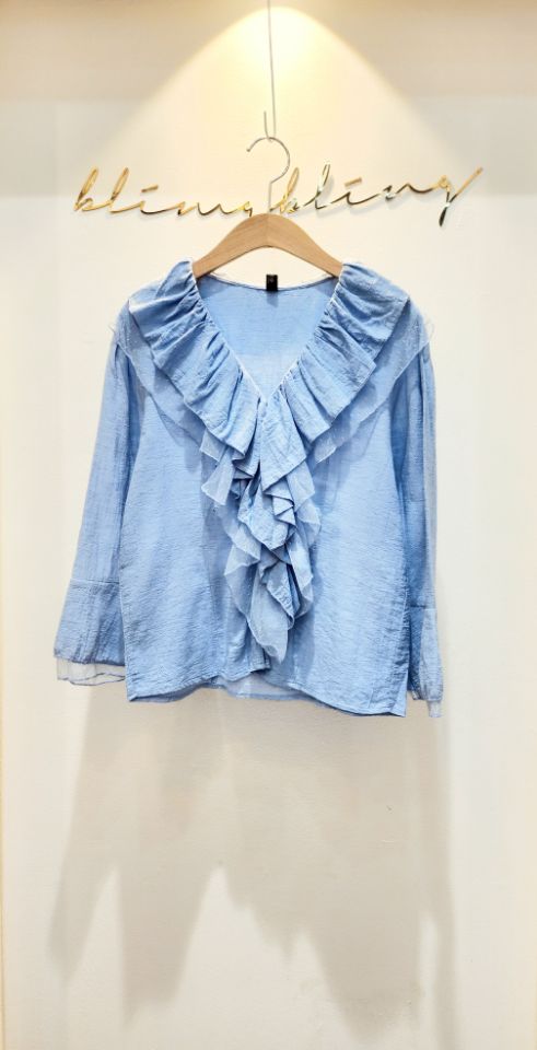 BLING BLING-S韓國代購㊣女士新品25秋冬時尚襯衫蕾絲衫雙層BLING BLING-S襯衫/蕾絲衫圖色2