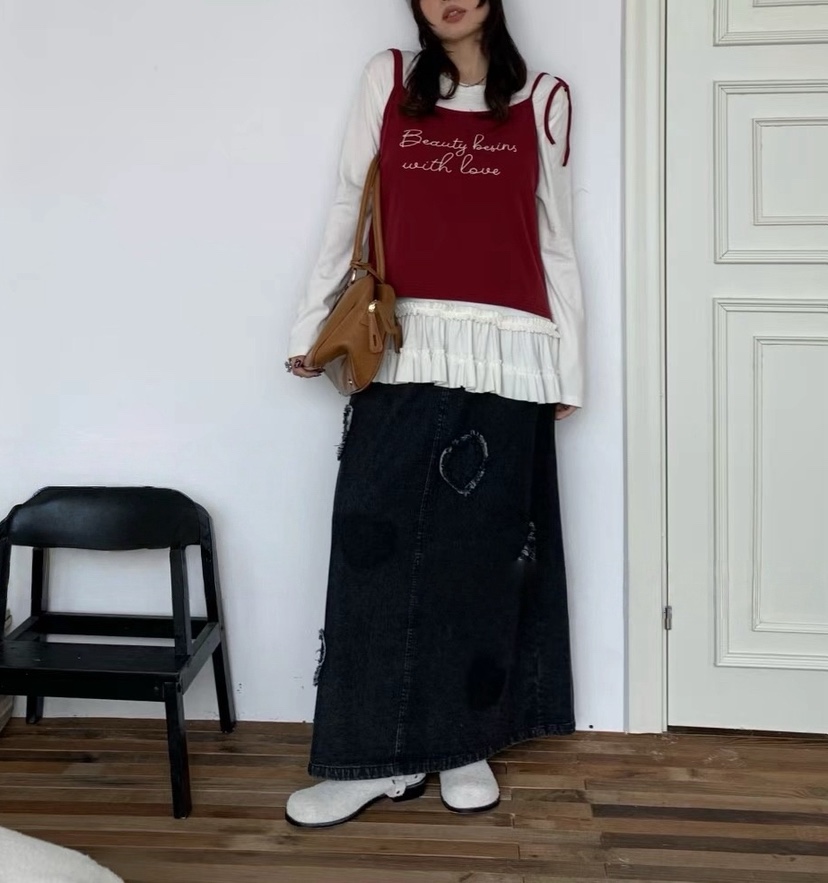 MILK TEA韓國代購㊣女士新款職業人氣休閑推薦真品25秋冬長裙MILK TEA長裙