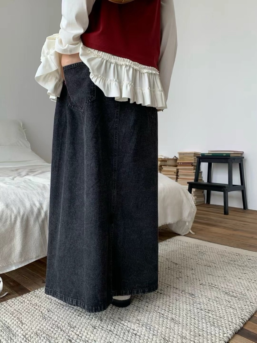 MILK TEA韓國代購㊣女士新款職業人氣休閑推薦真品25秋冬長裙MILK TEA長裙