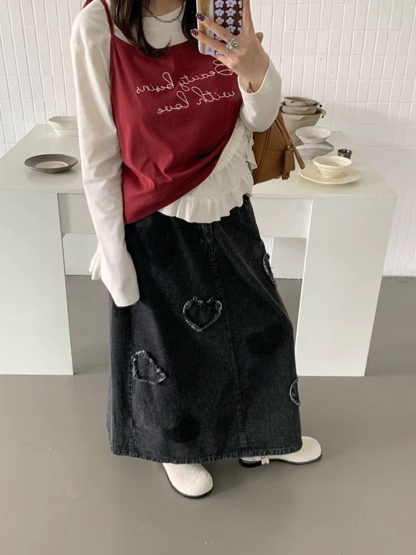 MILK TEA韓國代購㊣女士新款職業人氣休閑推薦真品25秋冬長裙MILK TEA長裙