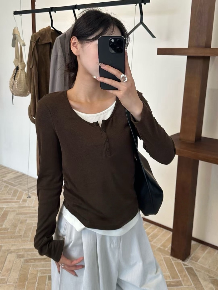 MILK TEA東大門㊣代購女士新款25秋冬熱賣職業真品長袖T恤MILK TEA長袖T恤