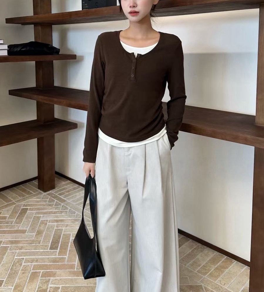 MILK TEA東大門㊣代購女士新款25秋冬熱賣職業真品長袖T恤MILK TEA長袖T恤
