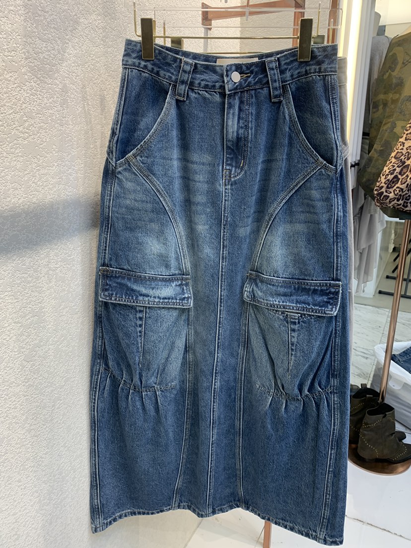 SYMBOL東大門㊣實拍女士新品休閑推薦真品熱賣長裙工裝褶皺SYMBOL長裙圖色1