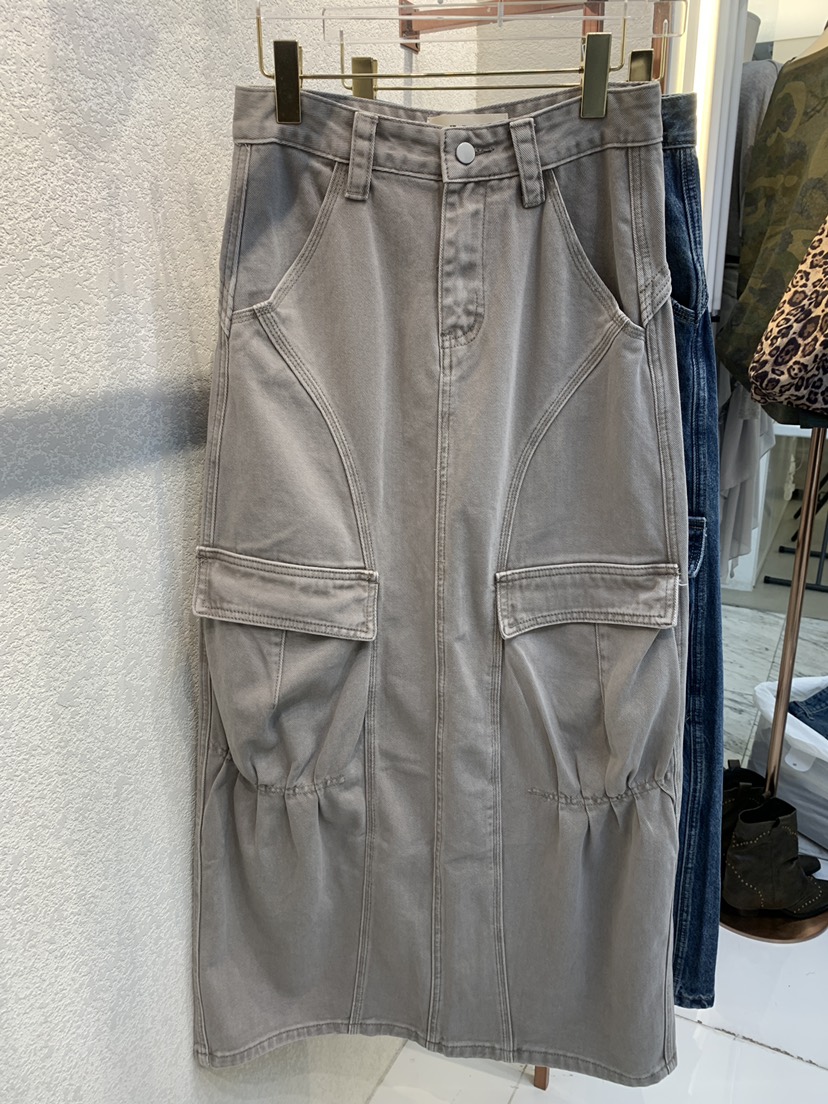 SYMBOL東大門㊣實拍女士新品休閑推薦真品熱賣長裙工裝褶皺SYMBOL長裙圖色2