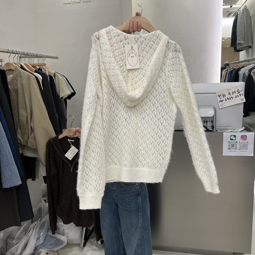 TAKE YOUE TIME韓國直郵㊣女裝新品25秋冬針織衫連帽拉鏈衫TAKE YOUE TIME針織衫