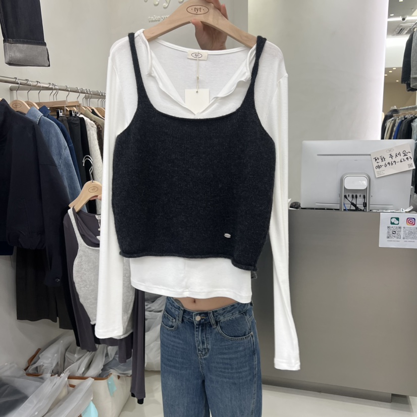 TAKE YOUE TIME東大門㊣代購女士新款25秋冬吊帶背心不含內搭TAKE YOUE TIME吊帶/背心圖色1