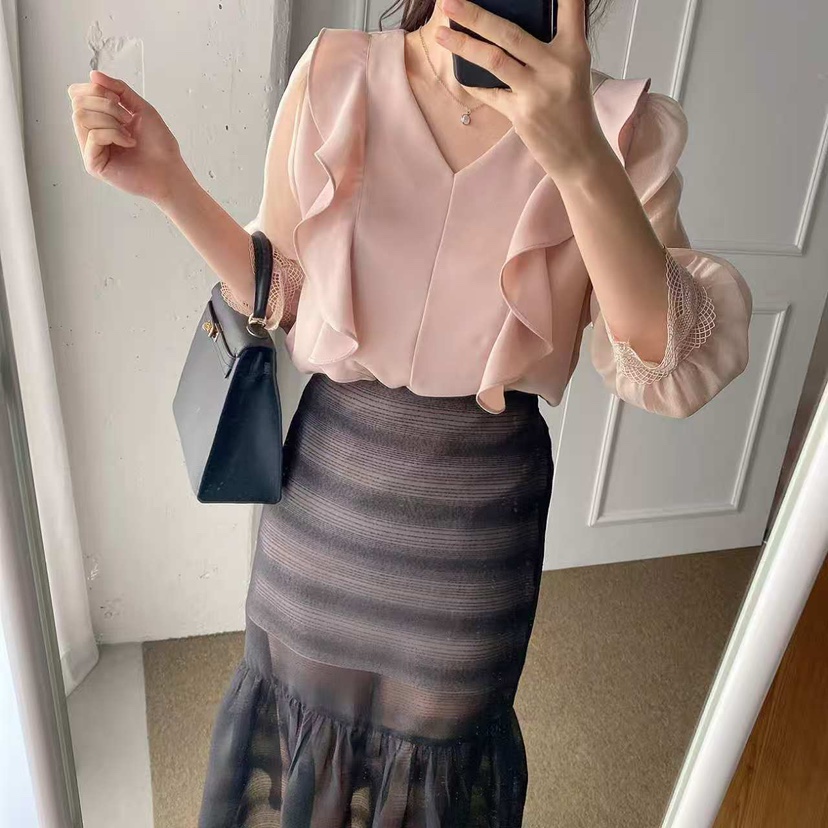 BLUE RIBBON東大門㊣代購女士新款熱賣休閑人氣襯衫蕾絲衫BLUE RIBBON襯衫/蕾絲衫