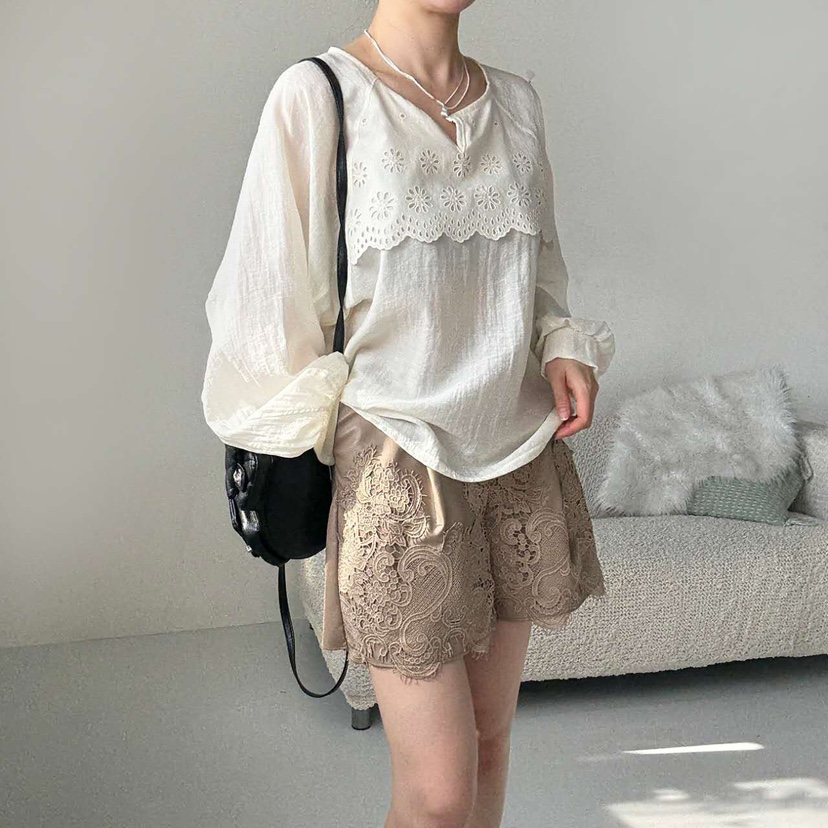 BLUE RIBBON東大門㊣實拍女裝新品推薦時尚休閑襯衫蕾絲衫BLUE RIBBON襯衫/蕾絲衫