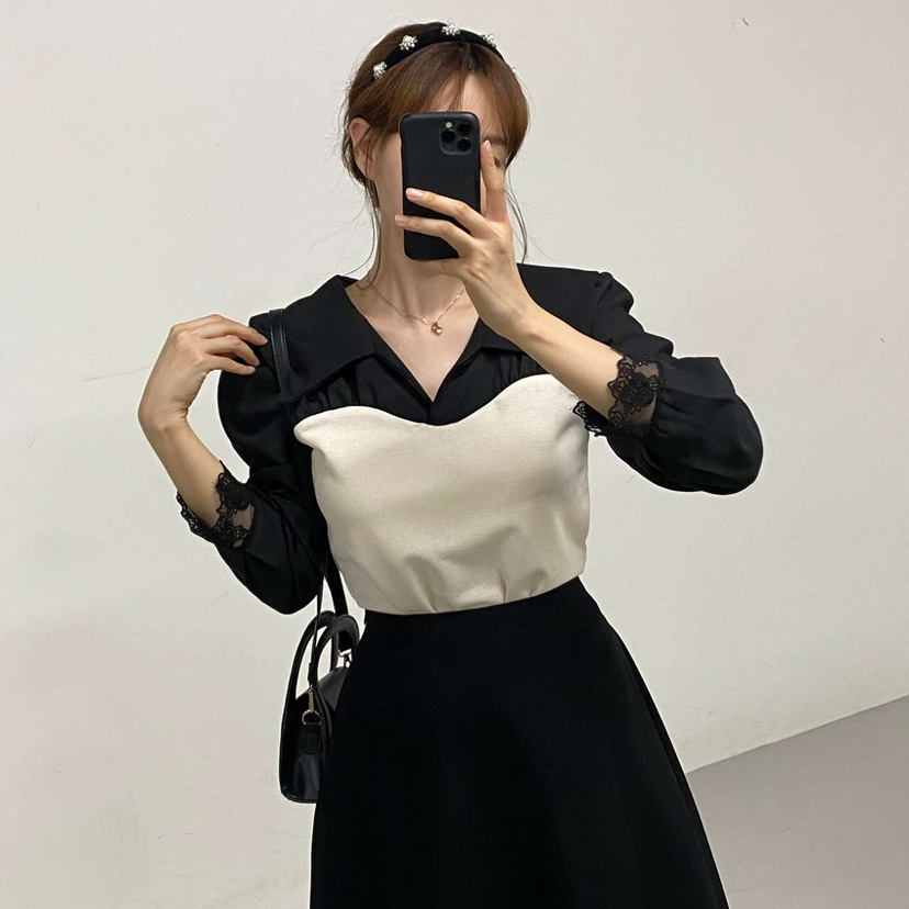 BLUE RIBBON韓國直郵㊣女裝新品25秋冬推薦熱賣襯衫蕾絲衫BLUE RIBBON襯衫/蕾絲衫