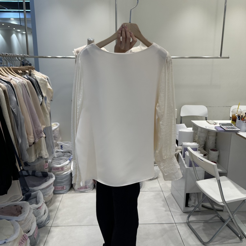 BLUE RIBBON東大門㊣代購女士新品真品25秋冬時尚襯衫蕾絲衫BLUE RIBBON襯衫/蕾絲衫