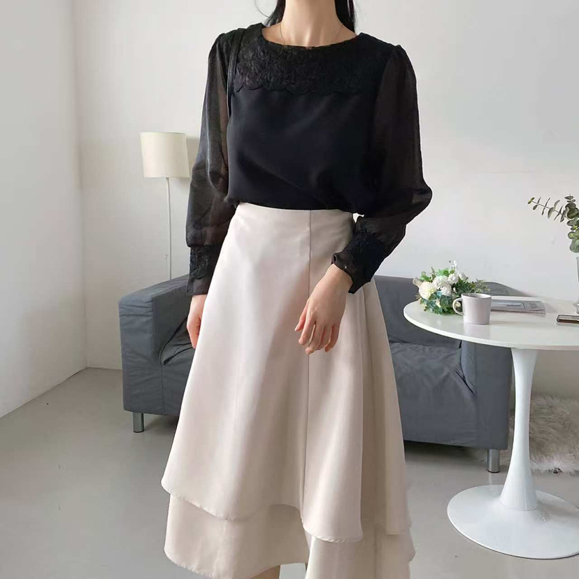 BLUE RIBBON東大門㊣代購女士新品真品25秋冬時尚襯衫蕾絲衫BLUE RIBBON襯衫/蕾絲衫