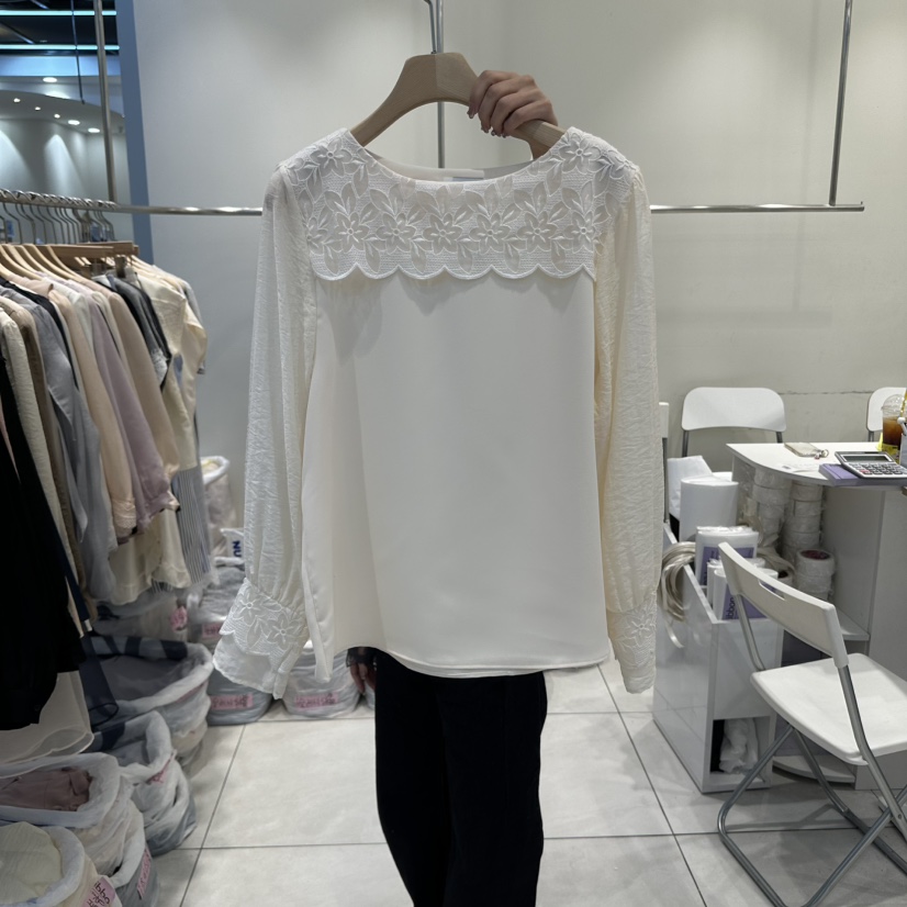 BLUE RIBBON東大門㊣代購女士新品真品25秋冬時尚襯衫蕾絲衫BLUE RIBBON襯衫/蕾絲衫圖色1